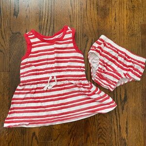 Primary Clothing 12-18m Two Piece Set Red Stripe Tank Dress and Bloomers